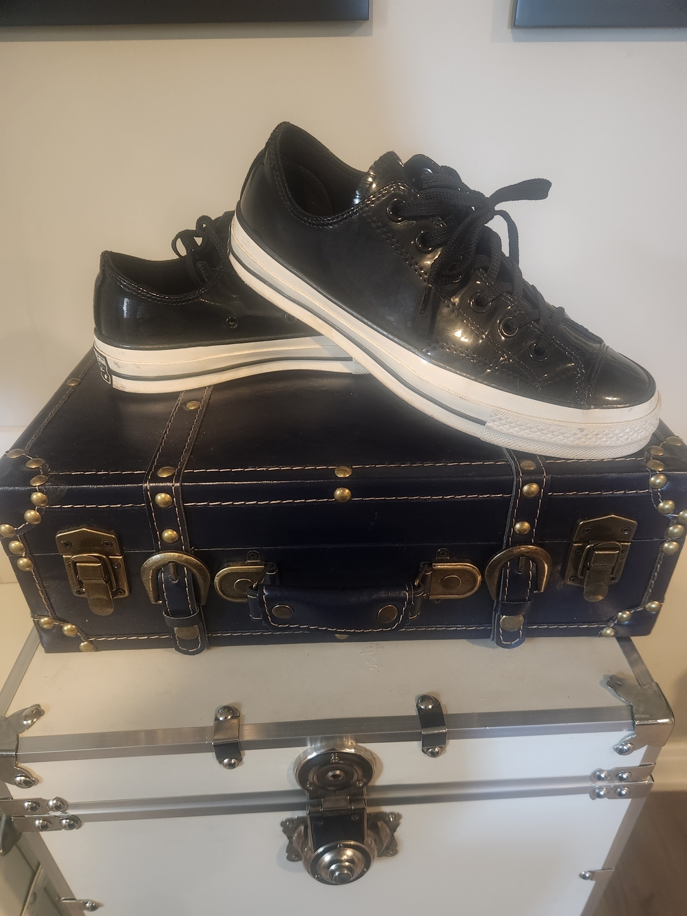 CTAS Black Low-Top Patent Sneakers